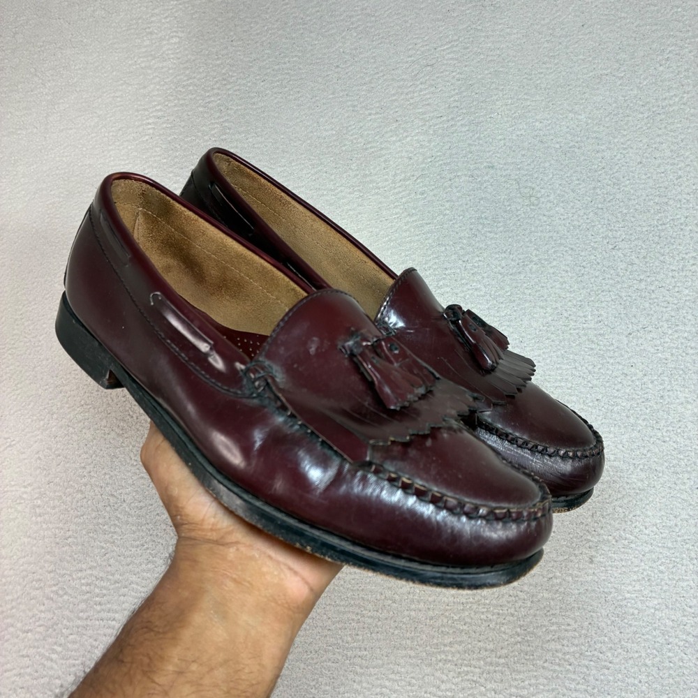 GH Bass Weejuns Tassel Loafers Men 11 Burgundy Ox Blood USA Preppy Dress Shoes
